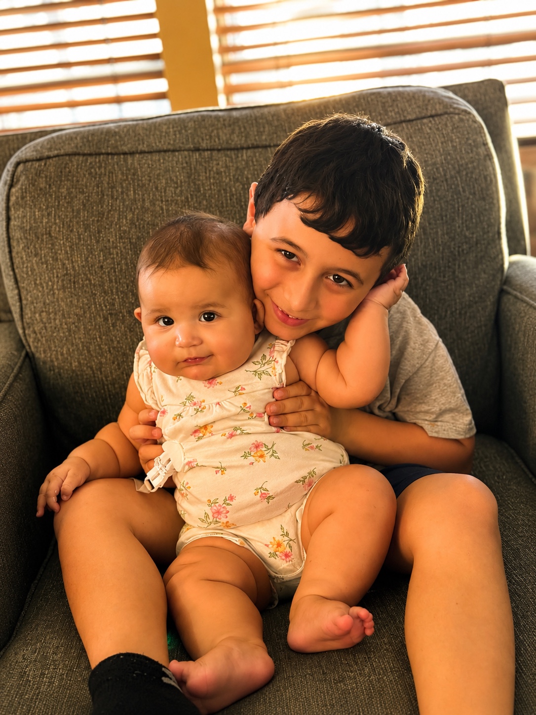 Sibling portrait with baby